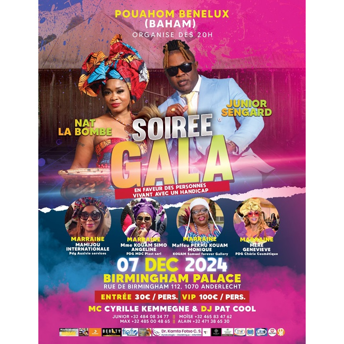 Pouahom Bénélux; le grand gala c'est ce samedi 07 décembre 2024 au Birmingham palace de Bruxelles