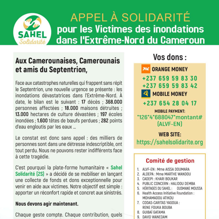 Appel à la solidarité pour les victimes des inondations au Nord-Cameroun